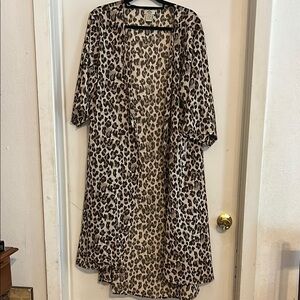 Leopard Print Women's 46” sheer kimono